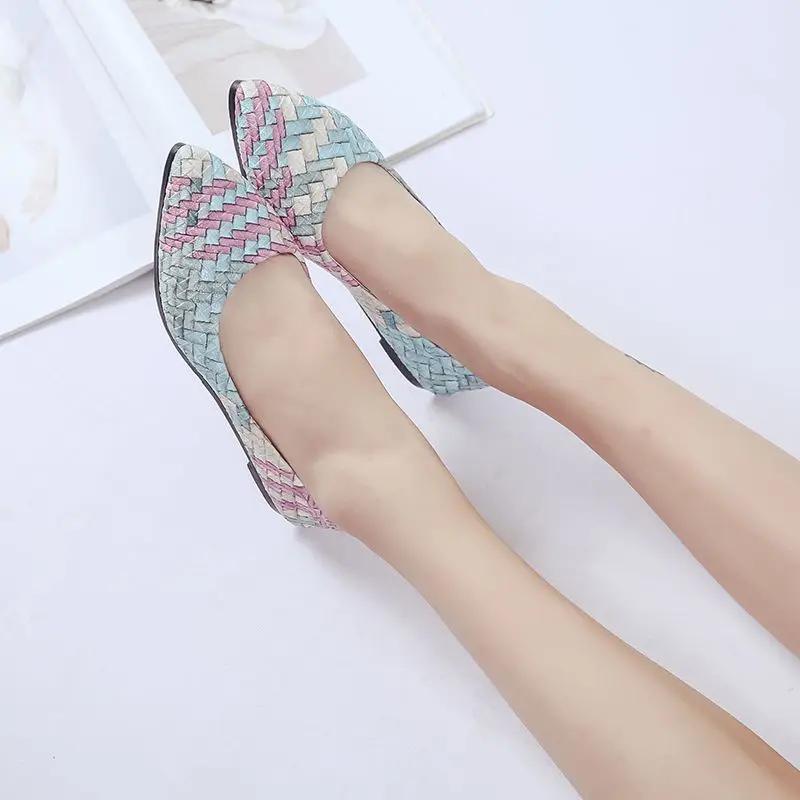 Fashion Pointed Toe Low Heel Elegant Woman Flats Slip-on Dress Popular Fashionable Promotion Casual Stylish 39 Lastest Shoes for Women