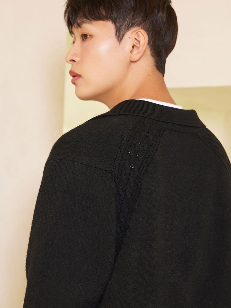 AYIHOLIC CASHMERE Half Zip Polo Knit Black #5Color