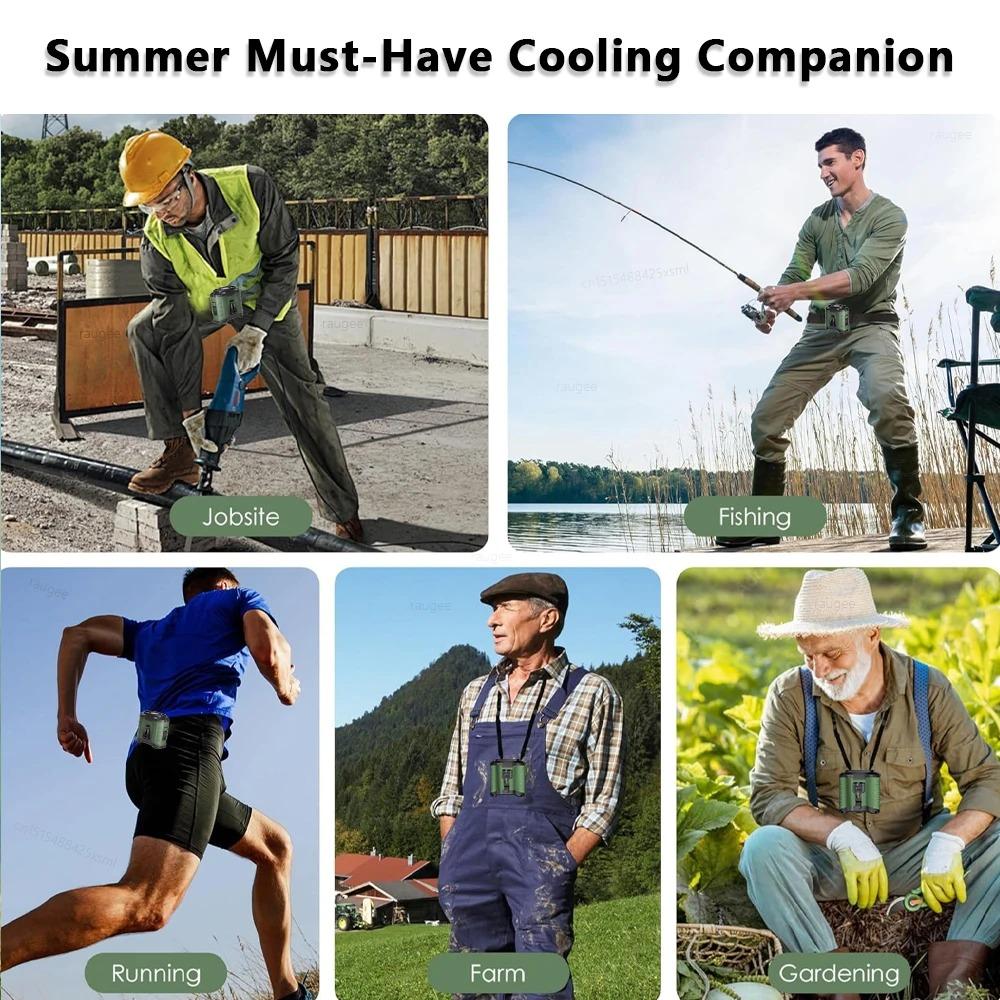 USB Rechargeable Waist Clip Fan Wearable Mini Electric Fan Mini Hanging Neck Fan Construction Site