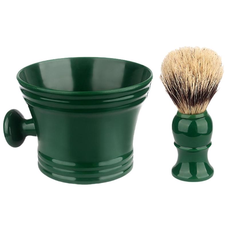 2Pieces Shaving Brush Kit Plastic Shaving Soap Bowl Shaving Lather Bowl with Shaving Brush,Create Rich Shaving Cream
