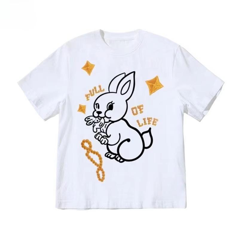 

NEWJEANS Принт кролика Та же одежда Свободная хлопковая футболка с коротким рукавом Повседневная футболка с коротким рукавом Одежда для пения Футболка оверсайз 4XL