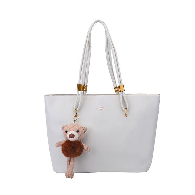 Retro Style Large Capacity Tote Bag Soft Faux Leather Shoulder Handbag with Zipper Closure for Daily Commute