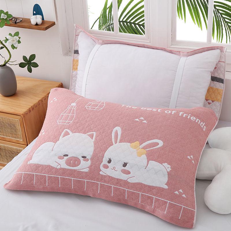 Yiwenwo Non-Slip Extra Large Cotton Gauze Pillowcase with Fixed Straps for Students & Adults