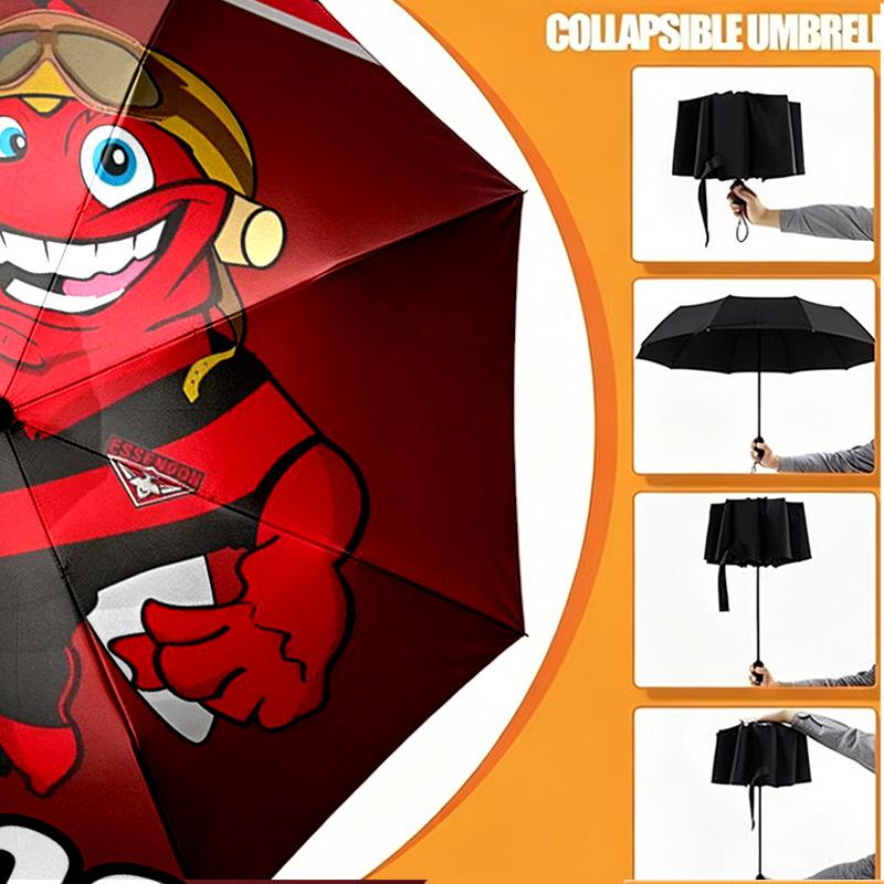 Custom Name Personalized Essendon Football Print Umbrella, Auto Open Close, 8‑Rib Sturdy Frame, Commute Camping Hiking Use, Birthday Gift
