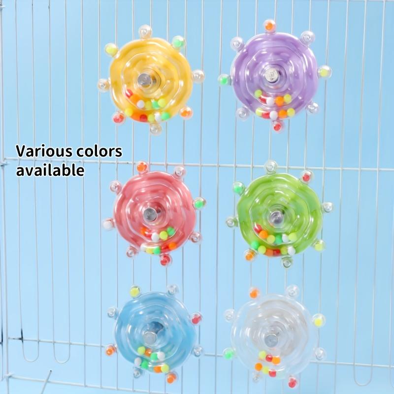 [1pc Interactive Parrot Toy] Interactive Bird Cage Toy for Parrots, Rotating Treat Dispenser, Durable Plastic, with Beak Grinding Teeth