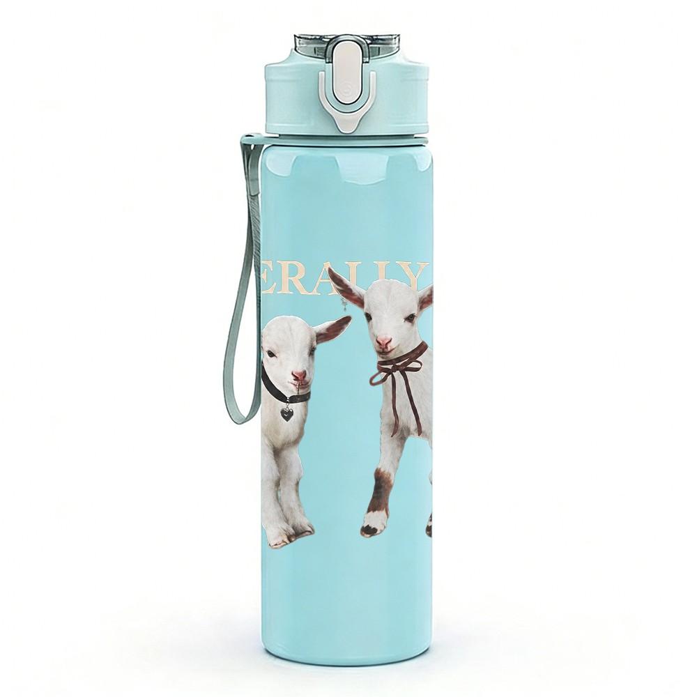 1PC Two Dogs Animal 750ml sports water bottle leakproof straw lid outdoor office home