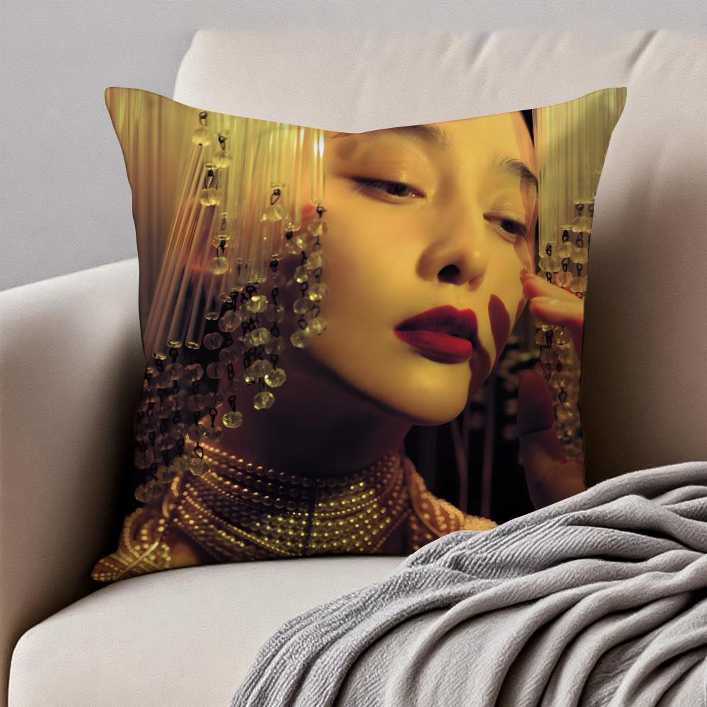 

Beautiful Chinese Actor FFan Bingbing Cushion Cover Pillowcase Antidustmite Invisible Zipper Short Plush Sofa Cushion 30X30cm