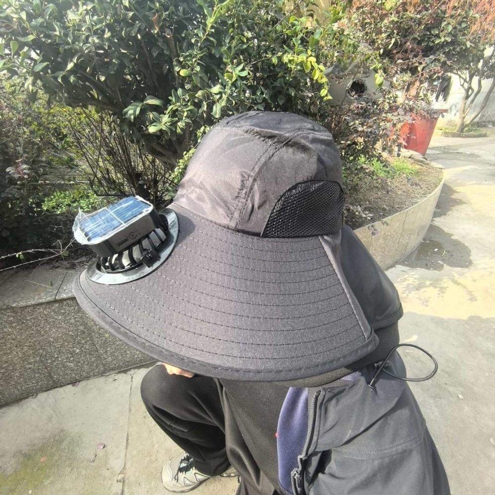 Breathable Solar Fan Hat Strong Wind Fishing Bucket Hat Summer Fan Visor Cap Hot Weather