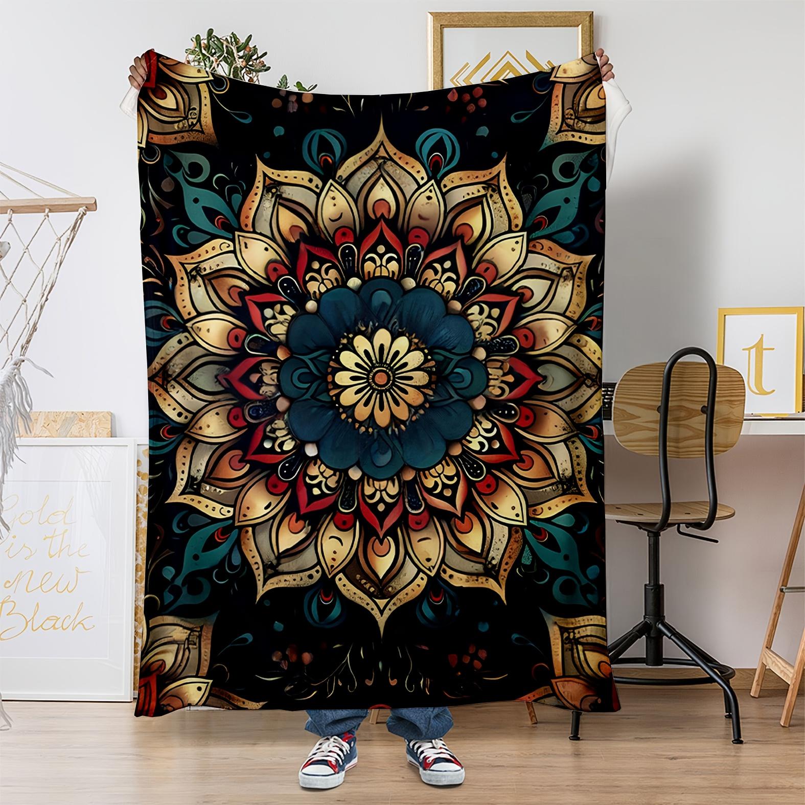 

National style pattern design Flannel printed blanket suitable for all seasons suitable for living room office sofa and travel 75x100cm