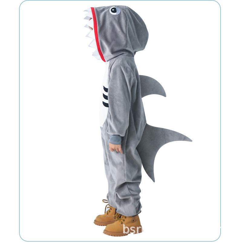 Pyjama Requin Dessin Animé 1er Juin Déguisement Requin Pyjama Flanelle Robe Garderie Tenue de Danse Spectacle Halloween Carnaval Ensemble