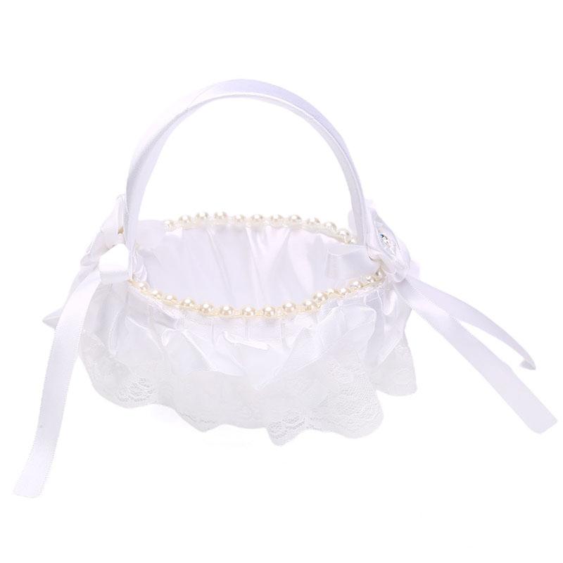 6 Estilo Blanco Romántico Lazo Yute Ceremonia de Boda Fiesta Cesta de Flores de Rosa