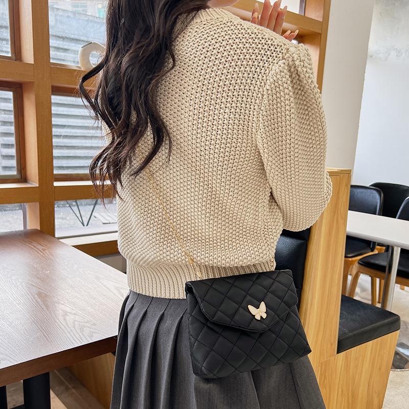 Women's New Embroidered Small Square Bag Butterfly Decoration Casual Shoulder Bag Crossbody Women's Bag