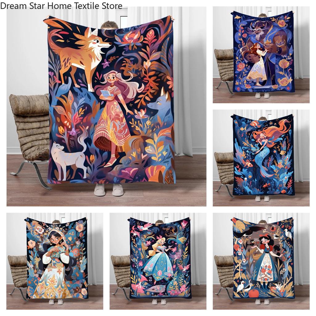 Beauty and The Beast Snow White Flannel Blanket Soft Warm Throw Blanket Blanket For Sofa Office Bed Office Camping Travelling
