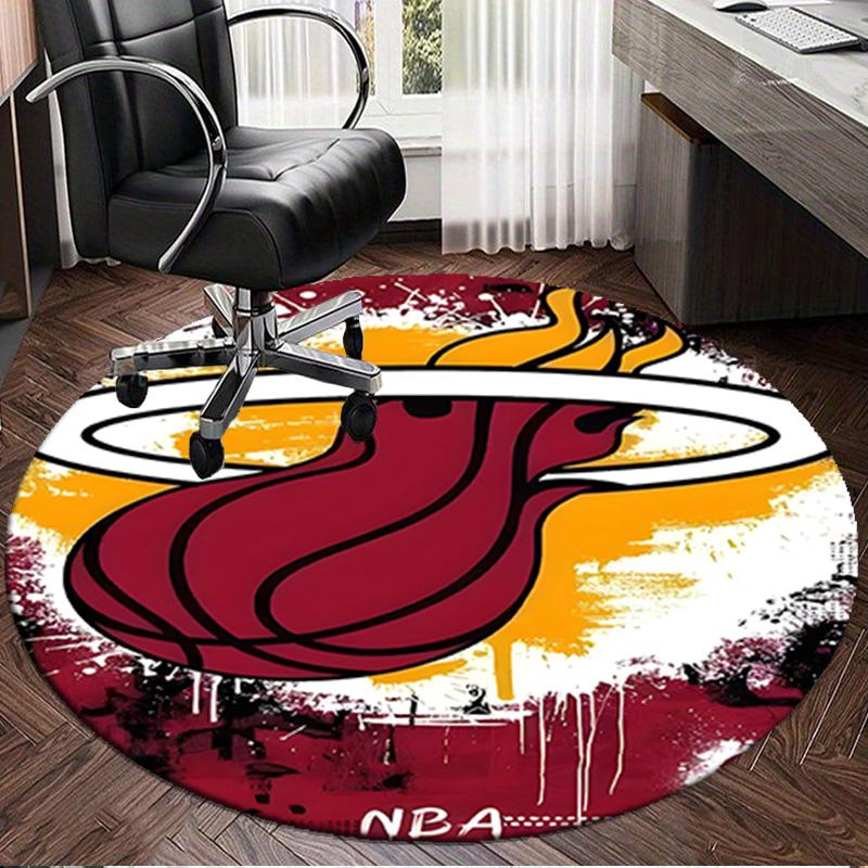 Heat Miami Team Spirit Round Rug for Livingroom,Bedroom, Palyroom, Chair Rug, Area rug, Circle Carpet, Large Size Fan Christmas gift