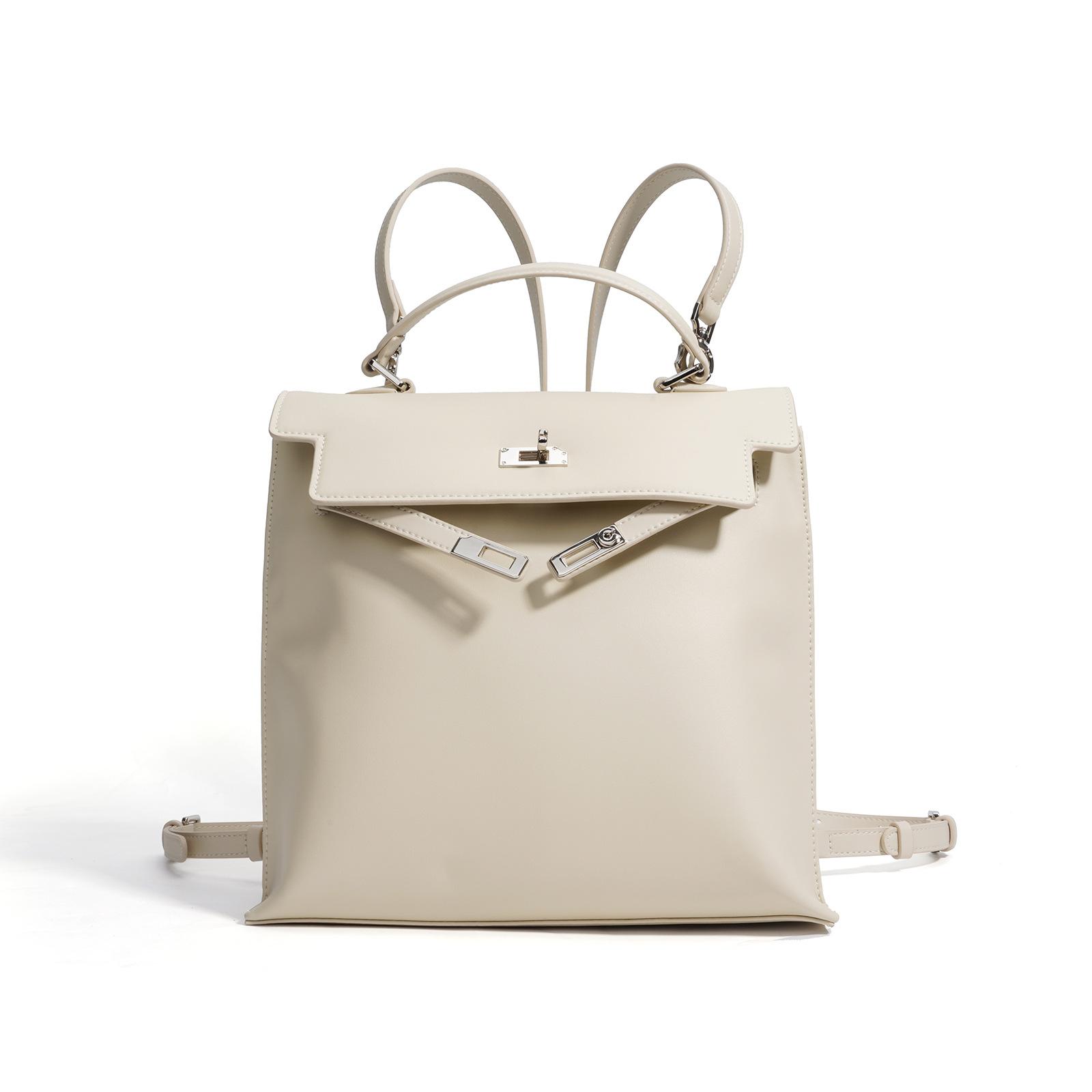 

Новые нишевые кожаные женские сумки 2025 года, модные сумки из коровьей кожи, рюкзаки большой вместимости, простые сумки премиум-класса для поездок на работу бежевый