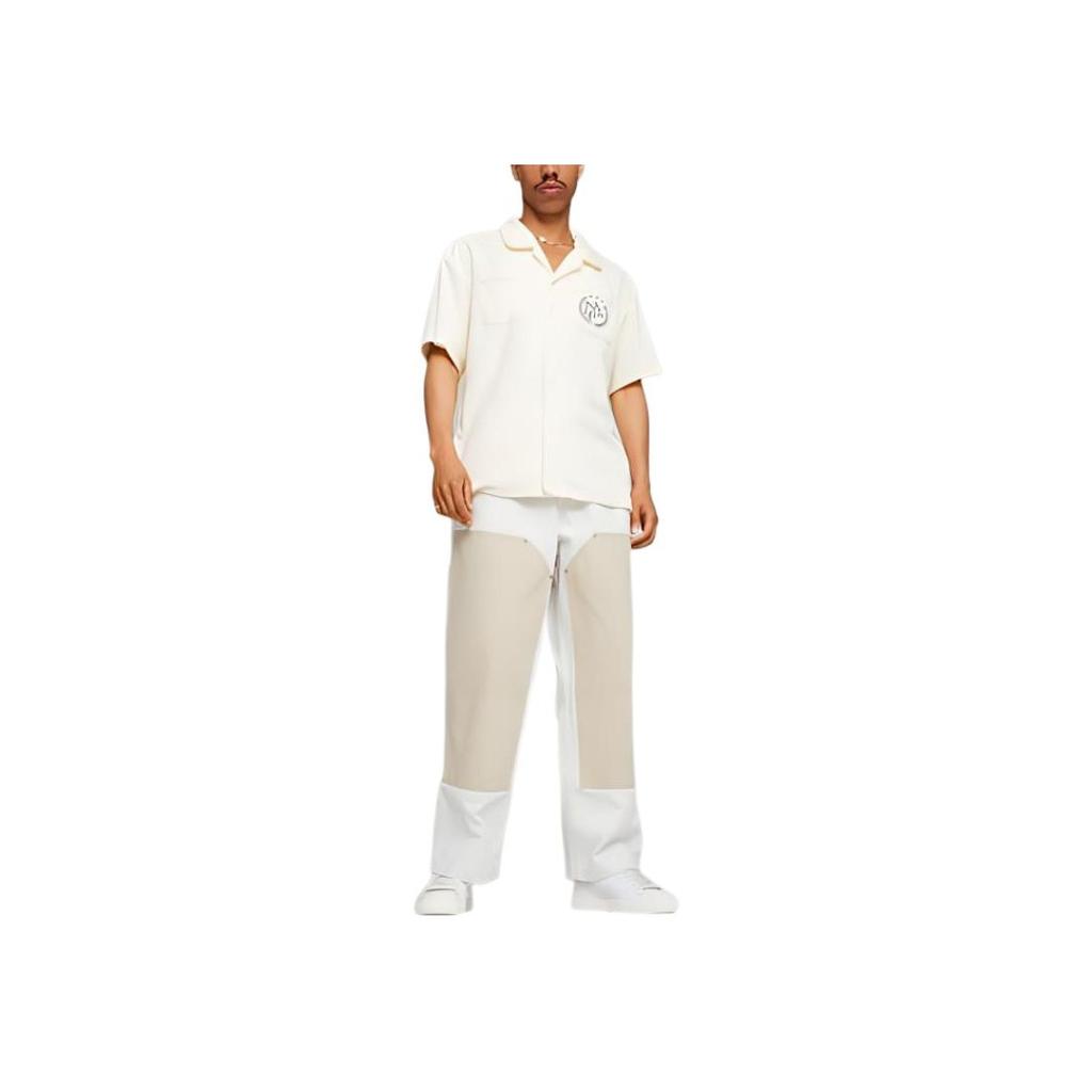 PUMA Color Block Wide Leg Casual Pants Men Bottoms Beige 620886-65