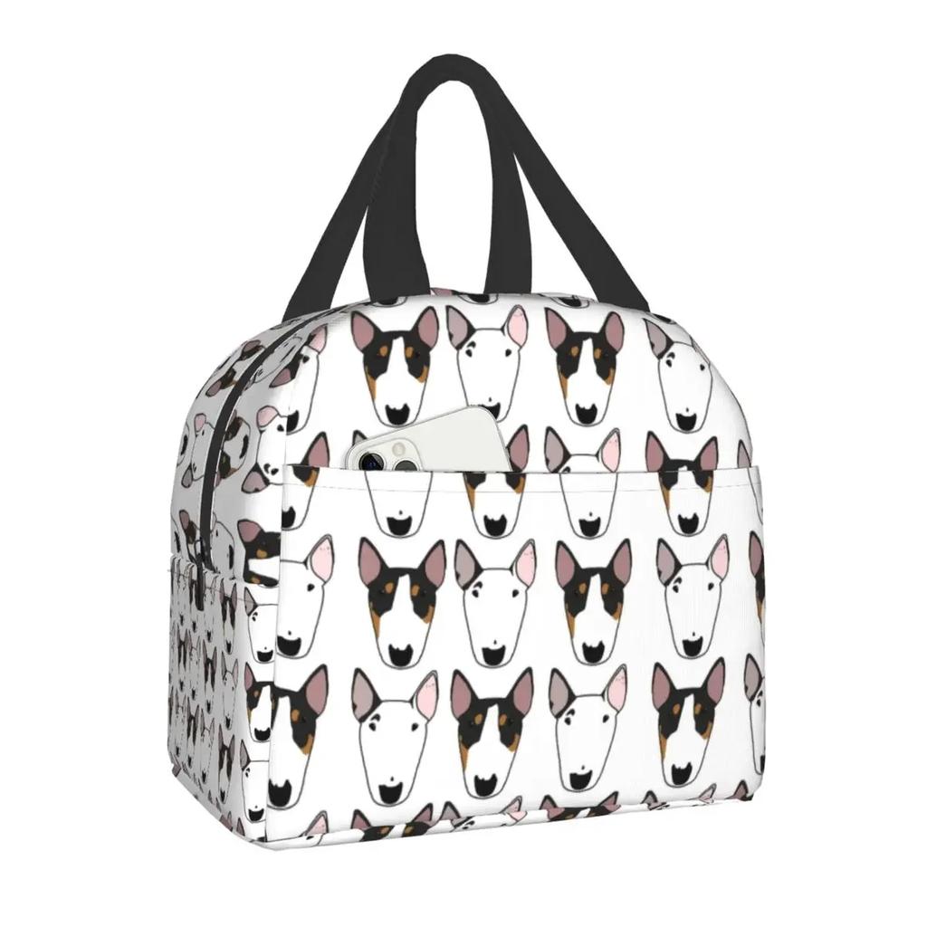 Bull Terrier With Flowers Lunch Box for Women Kids Multifunction Pet Dog Cooler Thermal Food Insulated Lunch Bag Office Work
