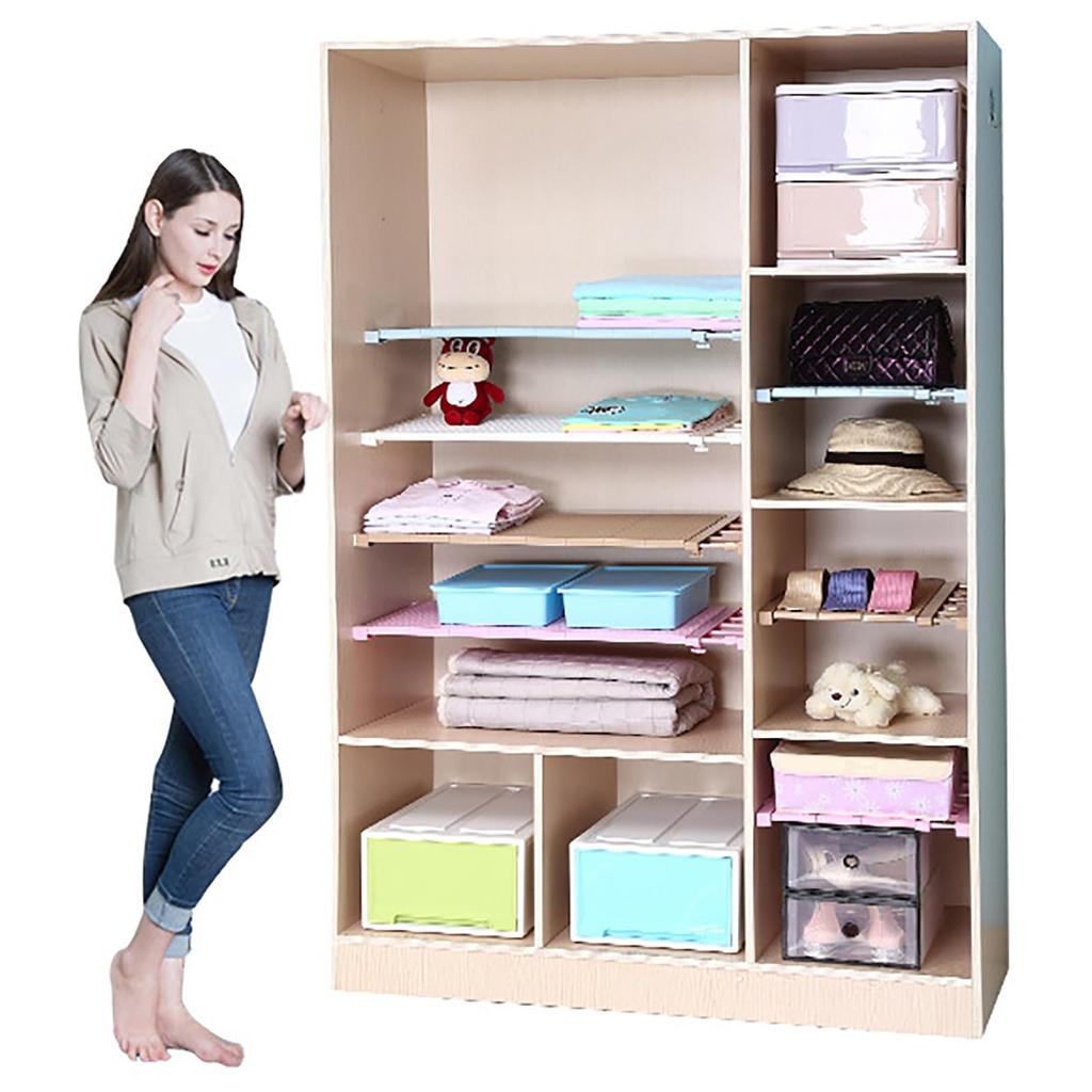 Flat Tension Shelf, 30-40cm Wide, 35cm Deep, Scalable, Adjustable Tiered Separators, for Wardrobes, Cupboards, and Bathrooms (Random Colors)