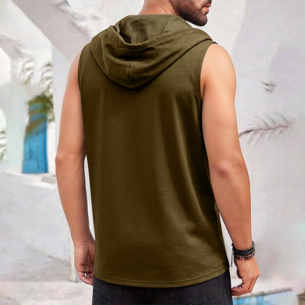 Men's Sleeveless Hoodie Tank Top Casual Loose Fit Graphic Print Summer Muscle Shirt Lightweight Breathable Fabric Comfortable