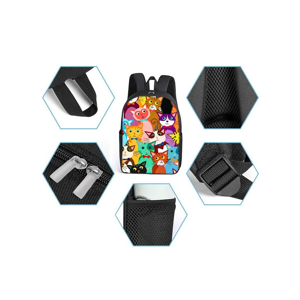 Cane Bassotto Carino Stampa Gatto Set 3 Pezzi Zaino con Borse a Tracolla, Astucci per Ragazzo/Ragazza Miglior Regalo Cartone Animato Studente Borse Scolastiche