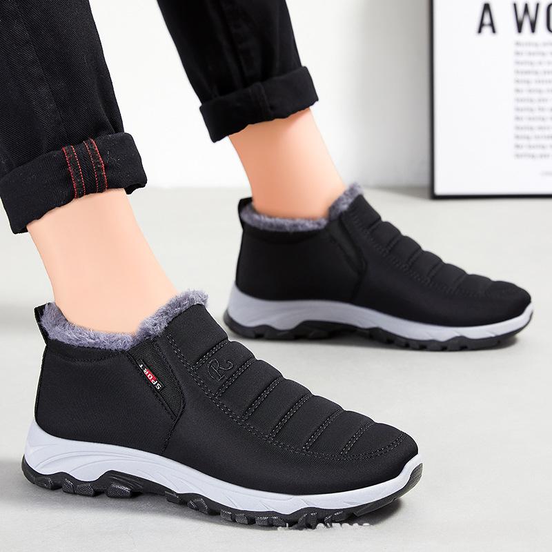 Women's Fleece Lined Snow Boots, Winter Men Warm Waterproof Slip on Ankle Boots, Thermal Outdoor Short Boots