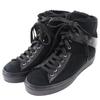 Excellent High Cut Sneakers Black Leather Women 7.5 SL09766 Used