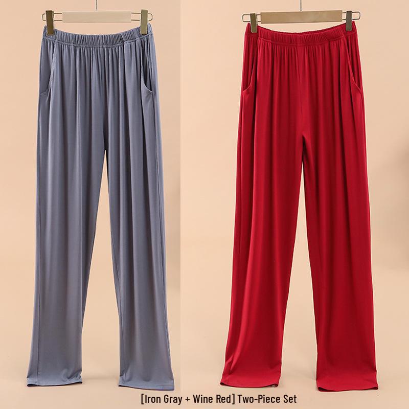 Damen Modal Locker Fallende Pyjamahose - Große Größe, Dünne Eisseide, Lässige Frühling/Sommer Hose