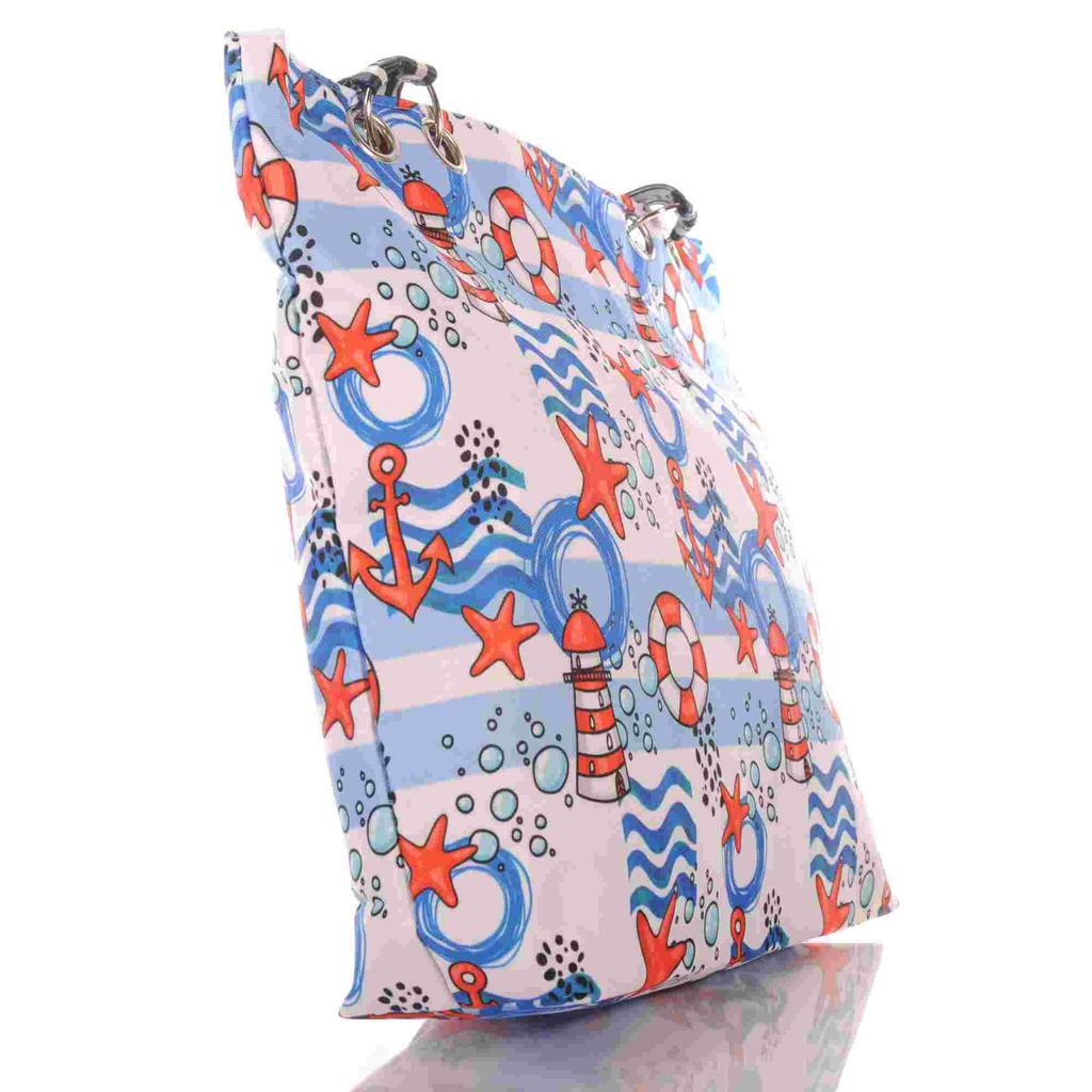 Strandtasche mit Anker Seestern und Reißverschluss