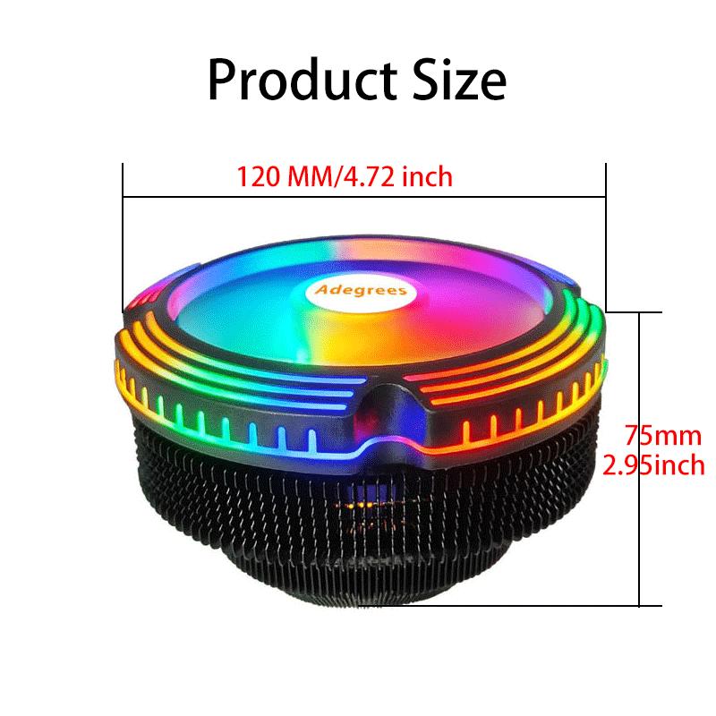 Adegrees B8 120MM CPU Air Cooler 4PIN PWM RGB PC Radiator Fan for Intel 2011 1700 1200 1150 1155 1156 X79 X99 AM3 AM4 Ventilador