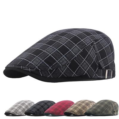Spring New Pure Cotton Square Color Plaid Cap, Men's Fashion Sunscreen Beret, Women's Personality Leisure