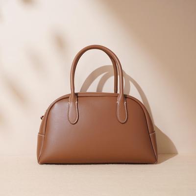 Genuine Leather Women's Single Shoulder Boston Bag - 2025 Niche Design for Simple, Textured Commutes