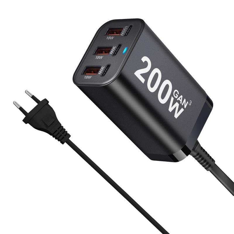 

200W GaN Multi-Port Fast Charger for Phones, Tablets, and Laptops 200W EU Standard