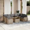 Vidaxl 10-Cz. Garden Furniture Set With Cushions, Beige, Poly Rattan