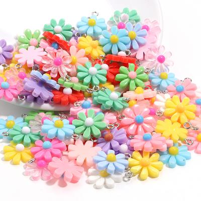 10pcs/Lot Resin Daisy Flower Pendant Colorful Glossy Surface Flower Charm For Jewelry Making DIY Keychain Earring Charm Pendant