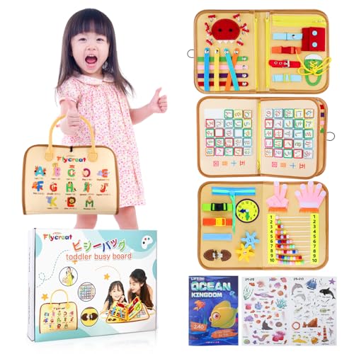 FlyCreat Montessori Dressing Practice Toy, Educational Toy with Alphabetical Order Chart, Learning Toy for Boys and Girls, Daily Habits Toy, Imaginati