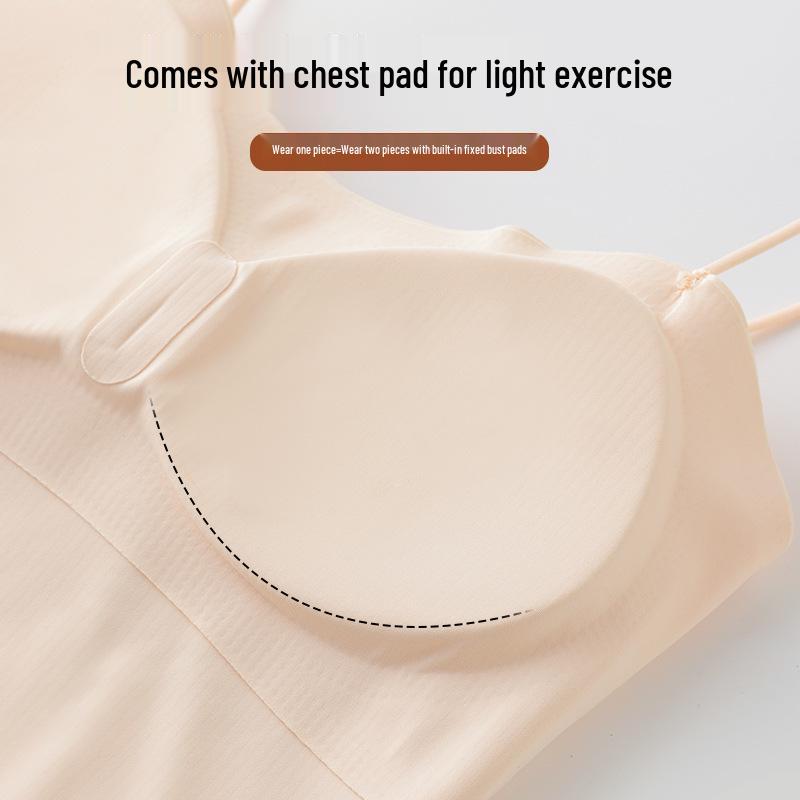 Geripptes Damen-Camisole mit Brustpolstern - Sommer-Weste BH & Oberbekleidungstop