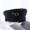 Casual Adjustable Girls Female Winter Autumn Love Heart Leather Buckle Beret Painter Hat Women Caps