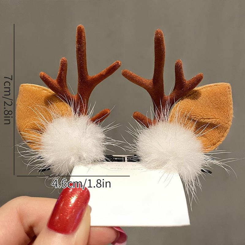 Christmas New Year Hair Clips Cartoon Deer Ear Headbands Hairpin Xmas Decor Gifts Navidad Festival Photo Props Hair Accessories