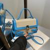NEW Luxury Designer Lock Straw and PU Leather Patchwork Women's Handbag Retro Crossbody Bag Flap Tote