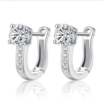 Brincos de Prata de Lei 925 de Qualidade Superior para Mulheres Joias Brincos de Argola Redondos de Zircônia da Moda Acessórios Femininos Meninas