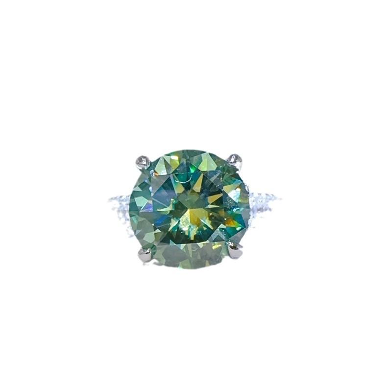 Luxury 5 Carat Green Moissanite Women's Ring: European & American Trendy Matching Diamond Rings