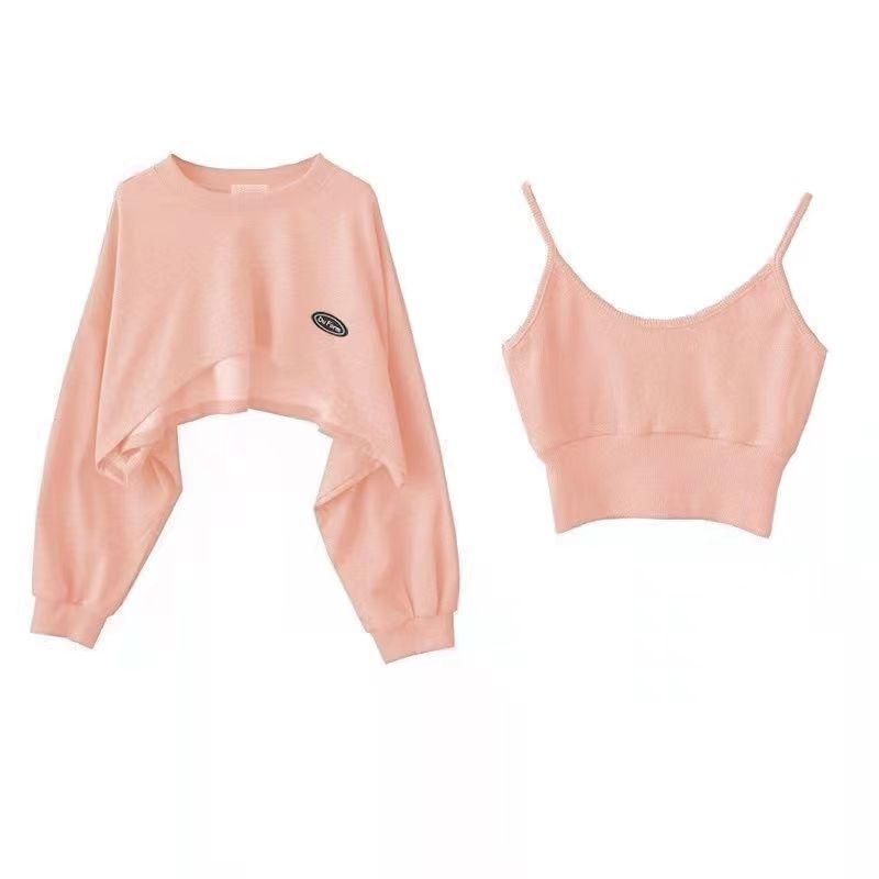 Chic Bat Sleeve Sweater & Sling Two-Piece Set - Spring/Autumn Fashion