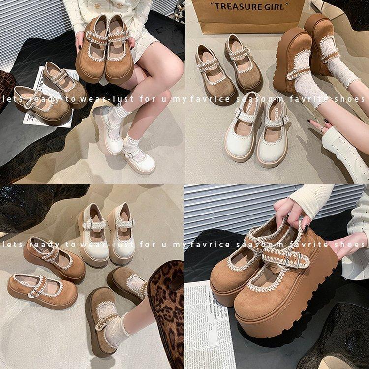 [Yushilai] Retro Style Platform Loafers Women's Spring 2025 New Sweet One-word with Casual Single Shoes