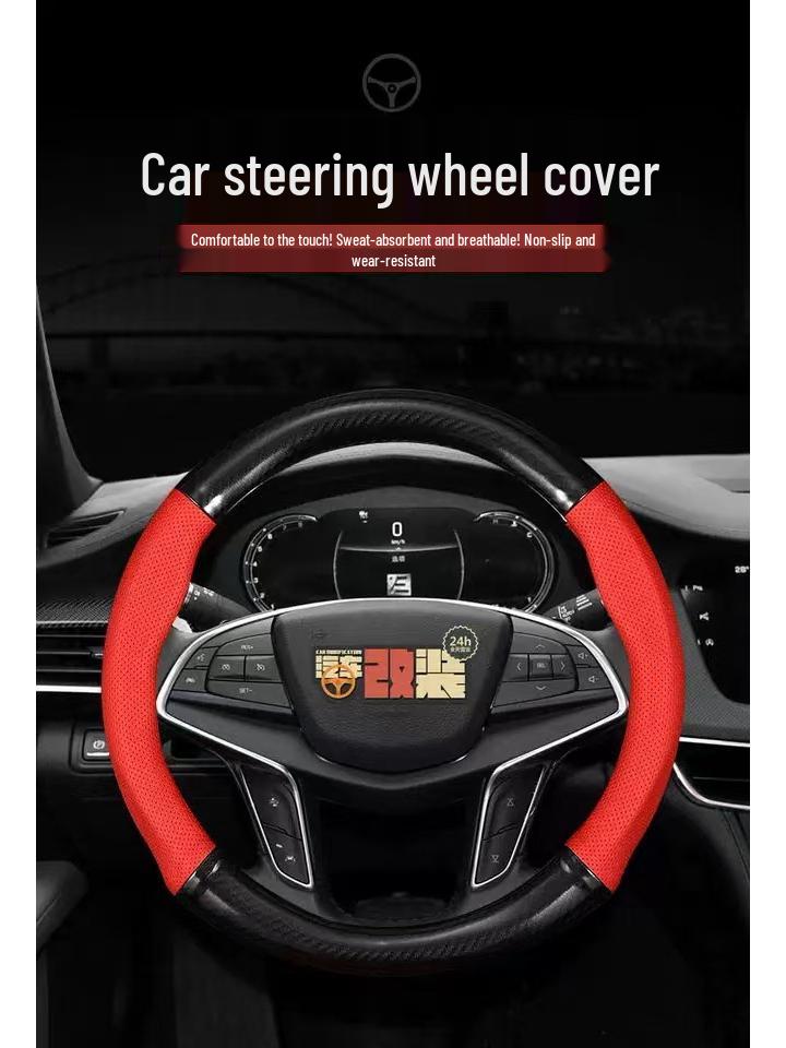 Ford Steering Wheel Cover: Genuine Leather for Edge, Edge-S, Focus, EcoSport, Taurus, Escape, Mondeo - All-Season Use