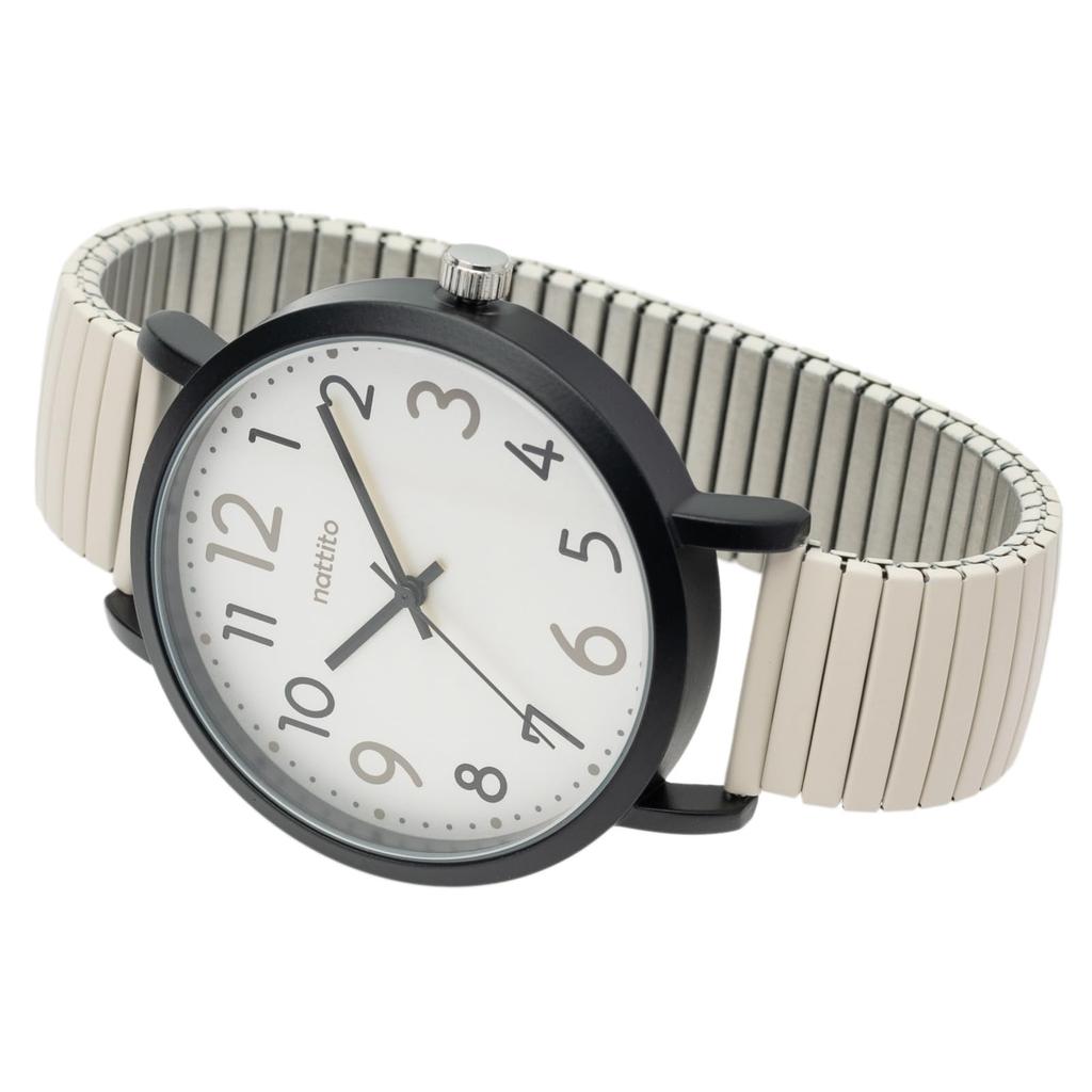 Fieldwork Analog Watch with Metal Band and Accordion Stainless Simple Greco Women's Strap, Steel, Design, Beige, ST300-1