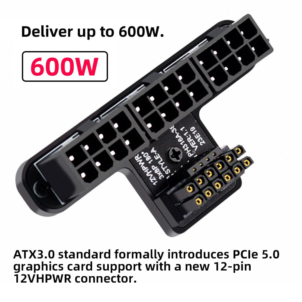Cablecc 12VHPWR Power Modular To 3xPCIe ATX 8P Downward 90 Degree Adapter 16 Pin Graphics Card for 4080 5090TI ATX3.0 PCI-E 5.0 Type-A 12+4P