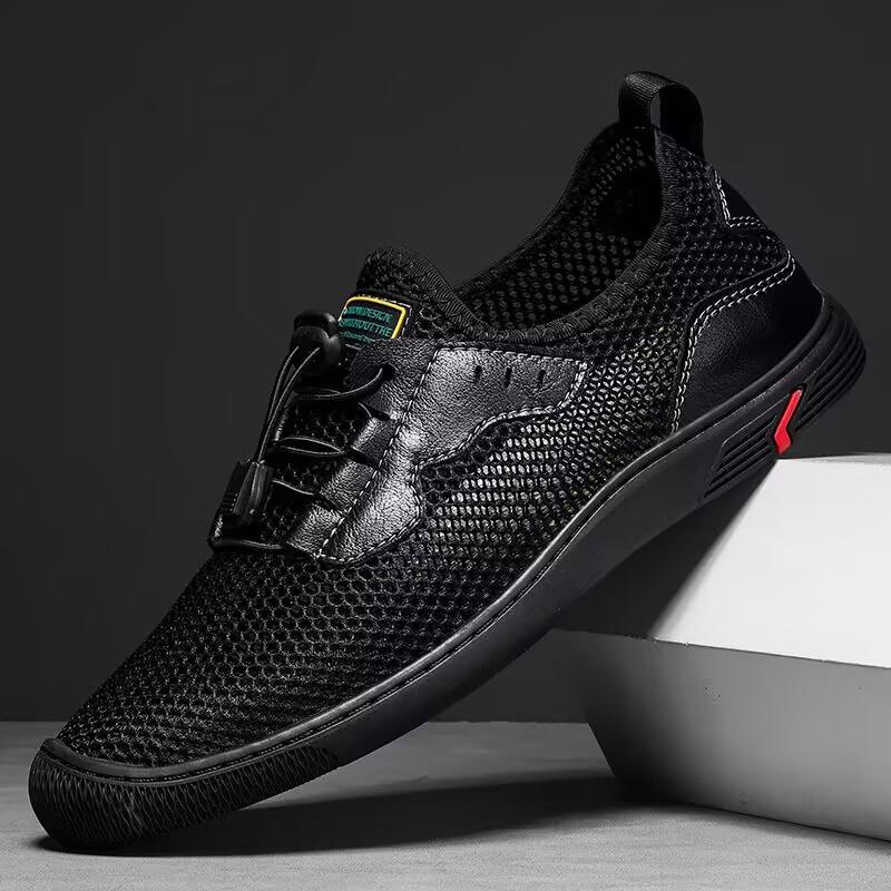 

Fashion Outdoor Men Shoes Plus Size 46 Men Casual Shoes Summer High Quality Mesh Sneakers Lightweight Breathable Male Trainers 38 чёрный