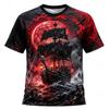 New Men's Halloween Crew-Neck Short-Sleeve T-Shirt Grim Reaper Scythe and Skeleton Print Crew-Neck Short-Sleeve Men's Top