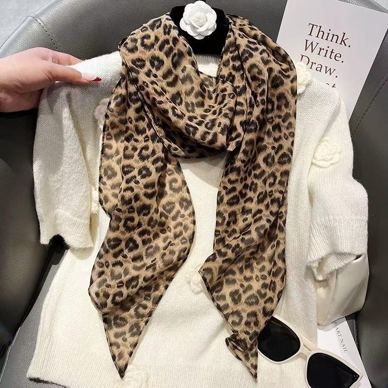 New headband, hair tie, long strip, brown polka dot silk scarf, printed high-end versatile accessories, neck women's scarf