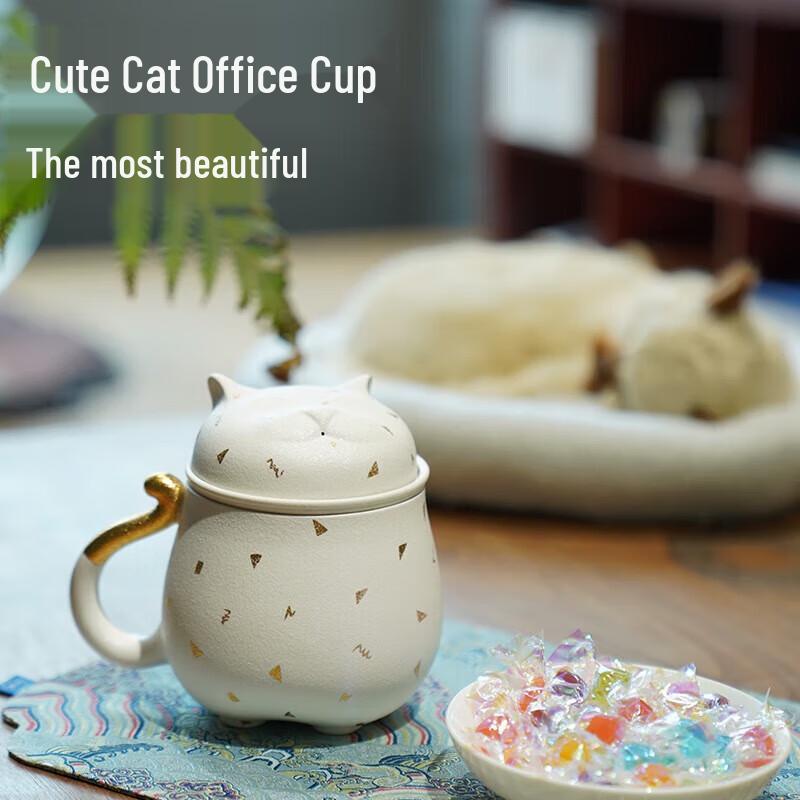 Wanqiantang Fortune Cat Ceramic Office Tea Mug